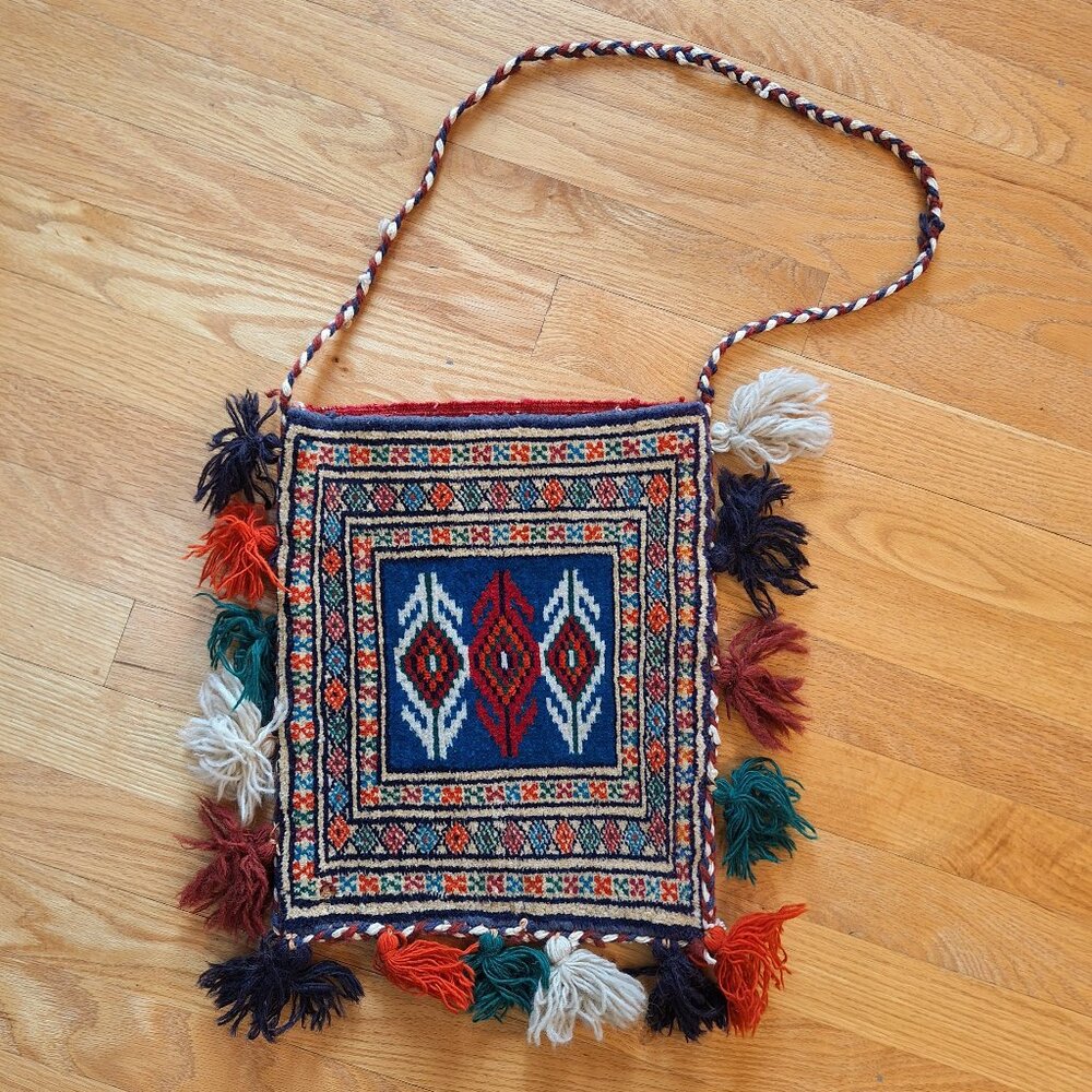 Vintage Turkish salt bag (namakdan) repurposed Turkish Carpet Purse